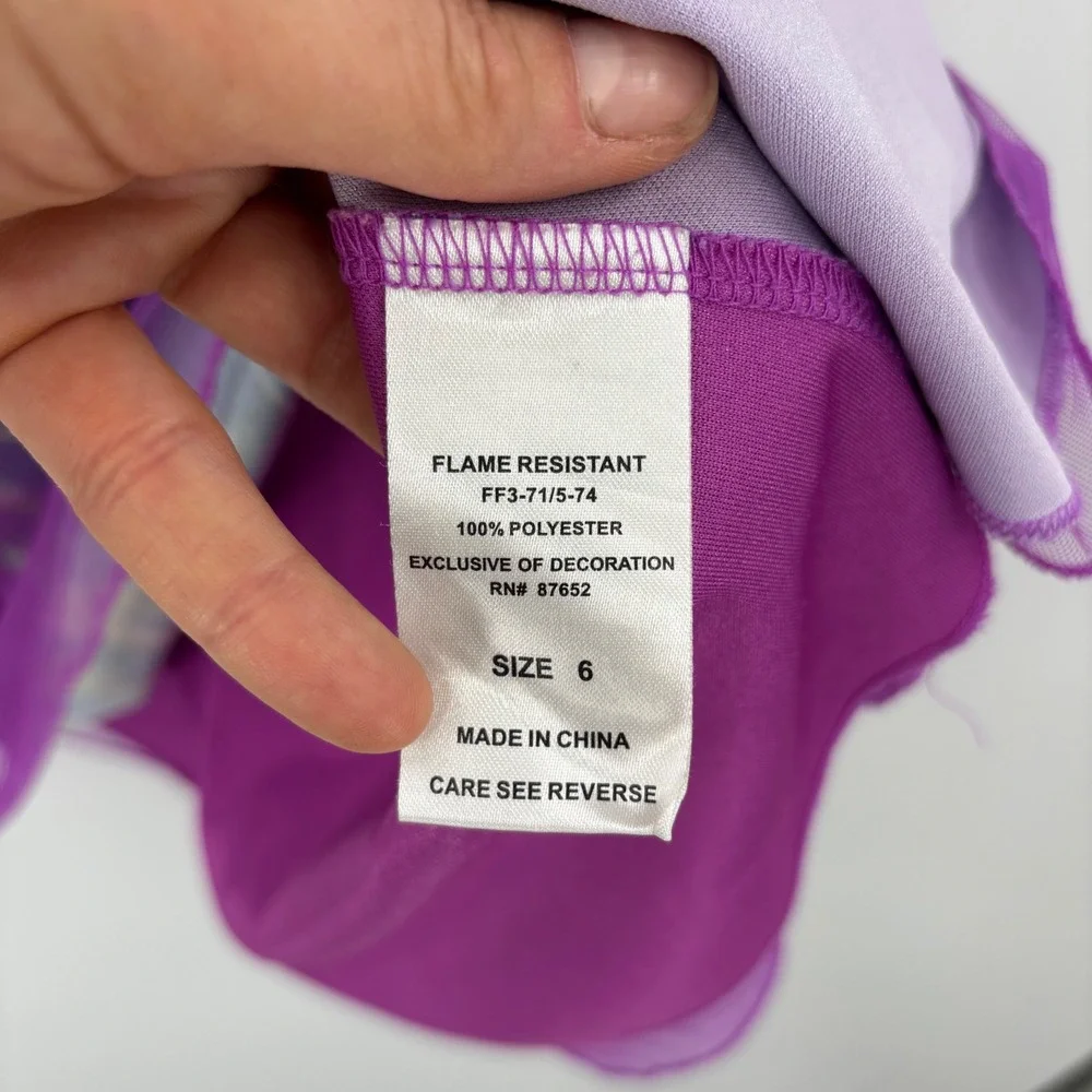 Disney Descendants 3 Mal Nightgown Kids Size 6 Purple Mesh Overlay Sleep Dress